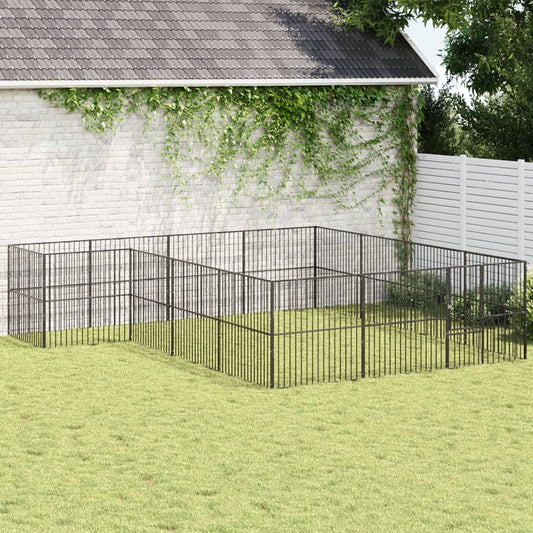 Dog Playpen 16 Panels Black Galvanised Steel