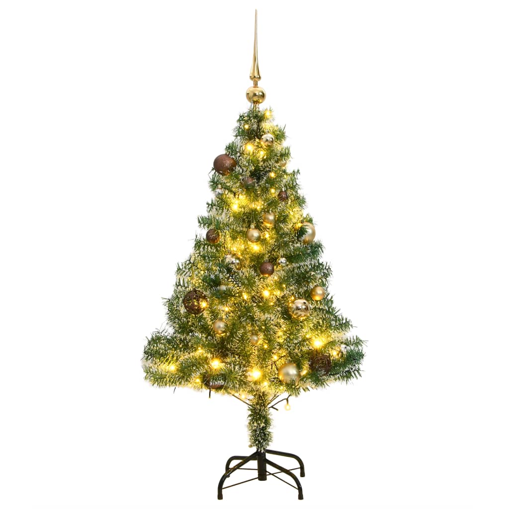 Artificial Christmas Tree 150 LEDs&Ball Set&Flocked Snow 120 cm