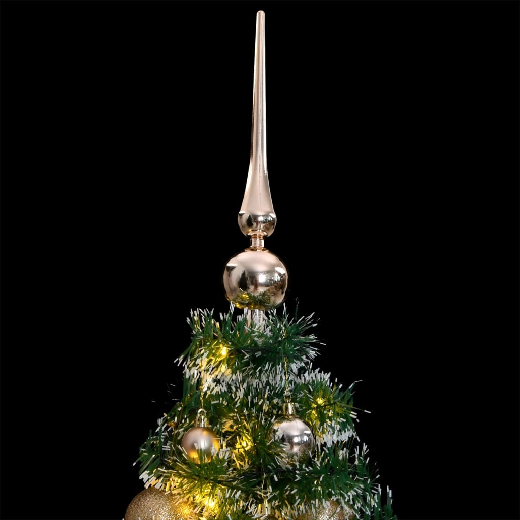 Artificial Christmas Tree 150 LEDs&Ball Set&Flocked Snow 120 cm