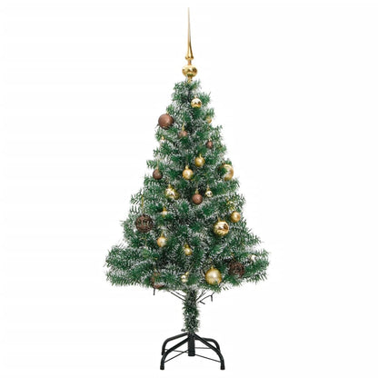 Artificial Christmas Tree 150 LEDs&Ball Set&Flocked Snow 120 cm