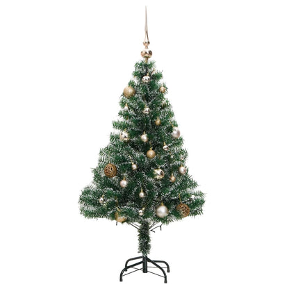 Artificial Christmas Tree 150 LEDs&Ball Set&Flocked Snow 120 cm