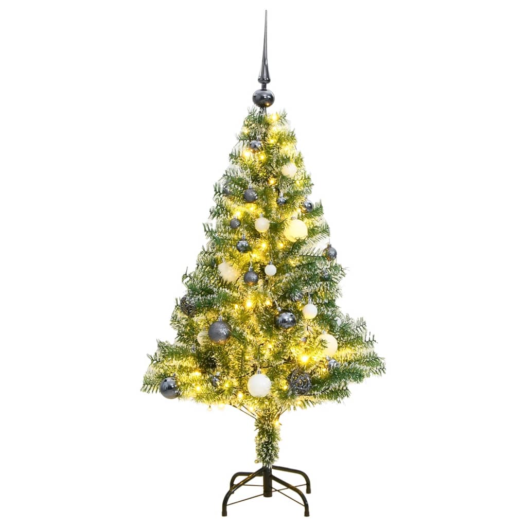 Artificial Christmas Tree 150 LEDs&Ball Set&Flocked Snow 120 cm