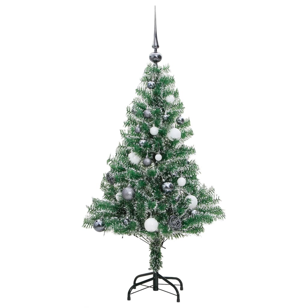 Artificial Christmas Tree 150 LEDs&Ball Set&Flocked Snow 120 cm