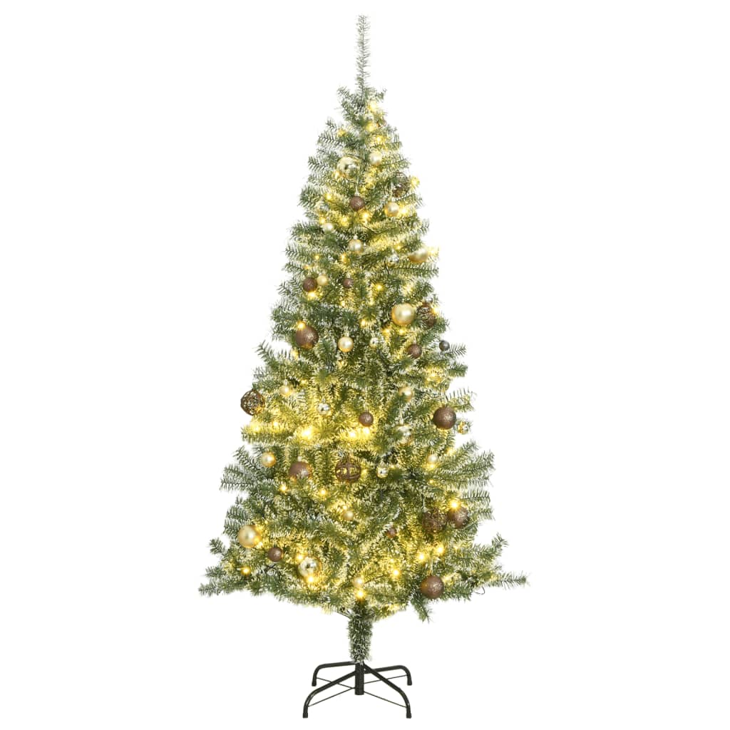 Artificial Christmas Tree 300 LEDs&Ball Set&Flocked Snow 180 cm