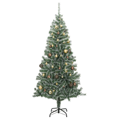 Artificial Christmas Tree 300 LEDs&Ball Set&Flocked Snow 180 cm