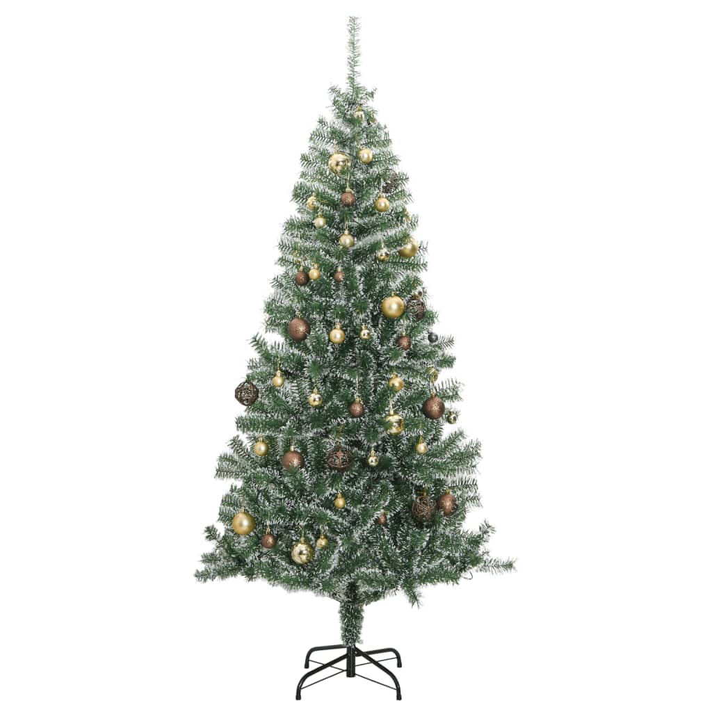 Artificial Christmas Tree 300 LEDs&Ball Set&Flocked Snow 210 cm