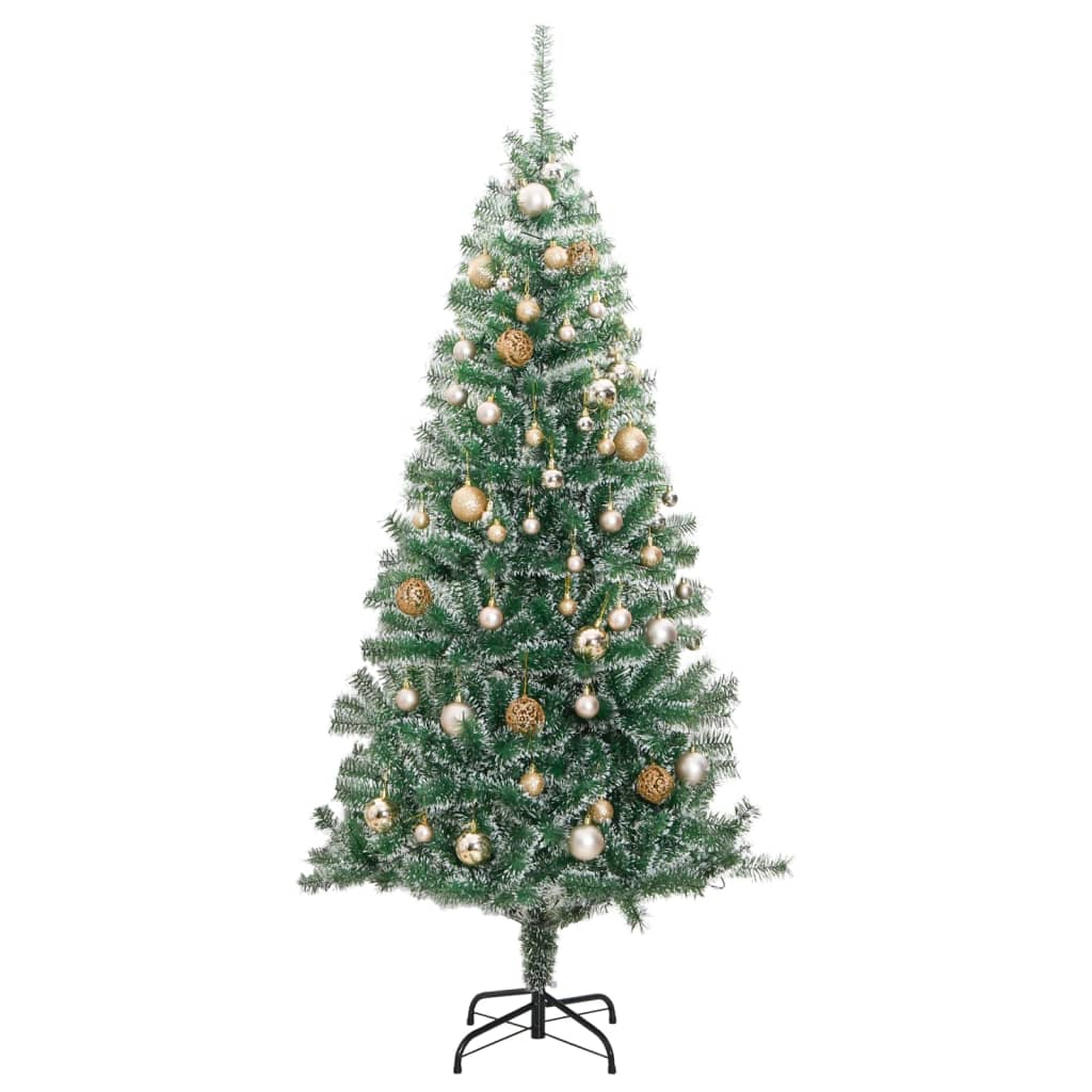 Artificial Christmas Tree 300 LEDs&Ball Set&Flocked Snow 210 cm