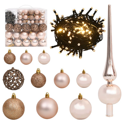 Artificial Christmas Tree 300 LEDs&Ball Set&Flocked Snow 210 cm