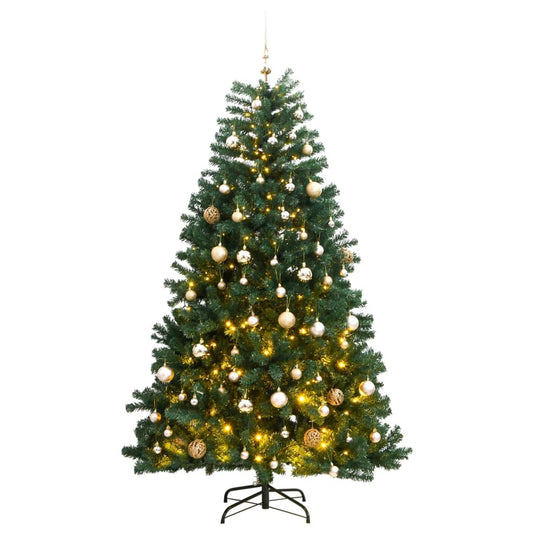 Artificial Hinged Christmas Tree 300 LEDs & Ball Set 180 cm