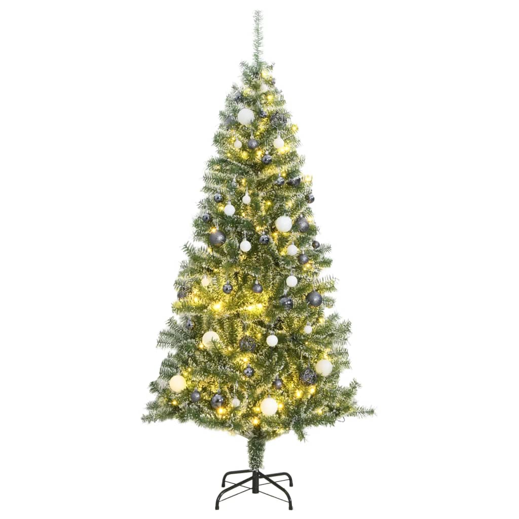 Artificial Christmas Tree 300 LEDs&Ball Set&Flocked Snow 180 cm