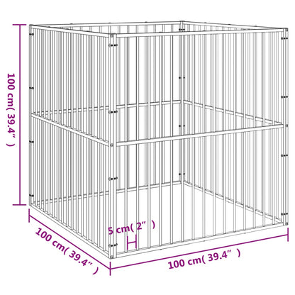 Dog Playpen 4 Panel Black Galvanised Steel