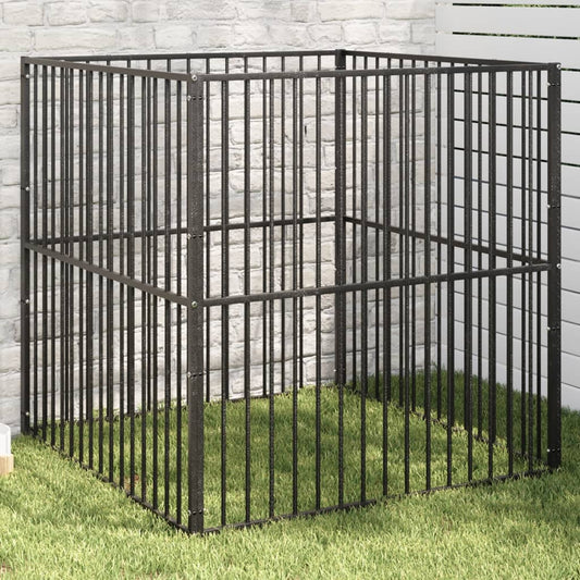 Dog Playpen 4 Panel Black Galvanised Steel