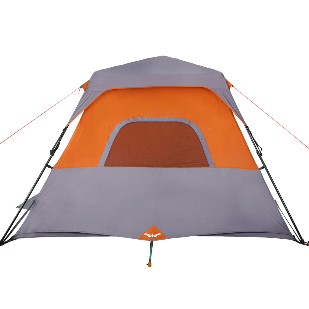 Family Tent 6-Person Grey and Orange Quick Release Waterproof