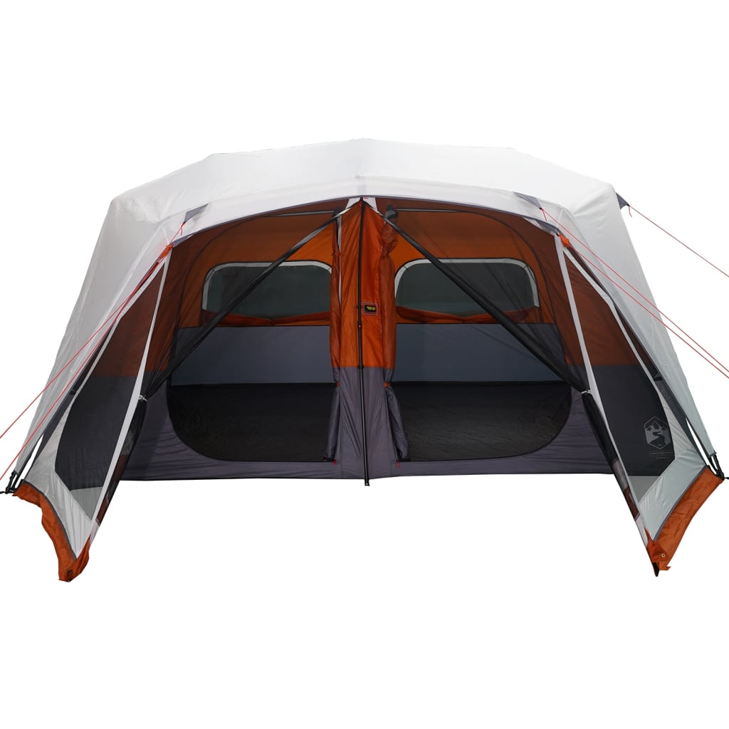 Family Tent with LED 10-Person Light Grey and Orange Quick Release