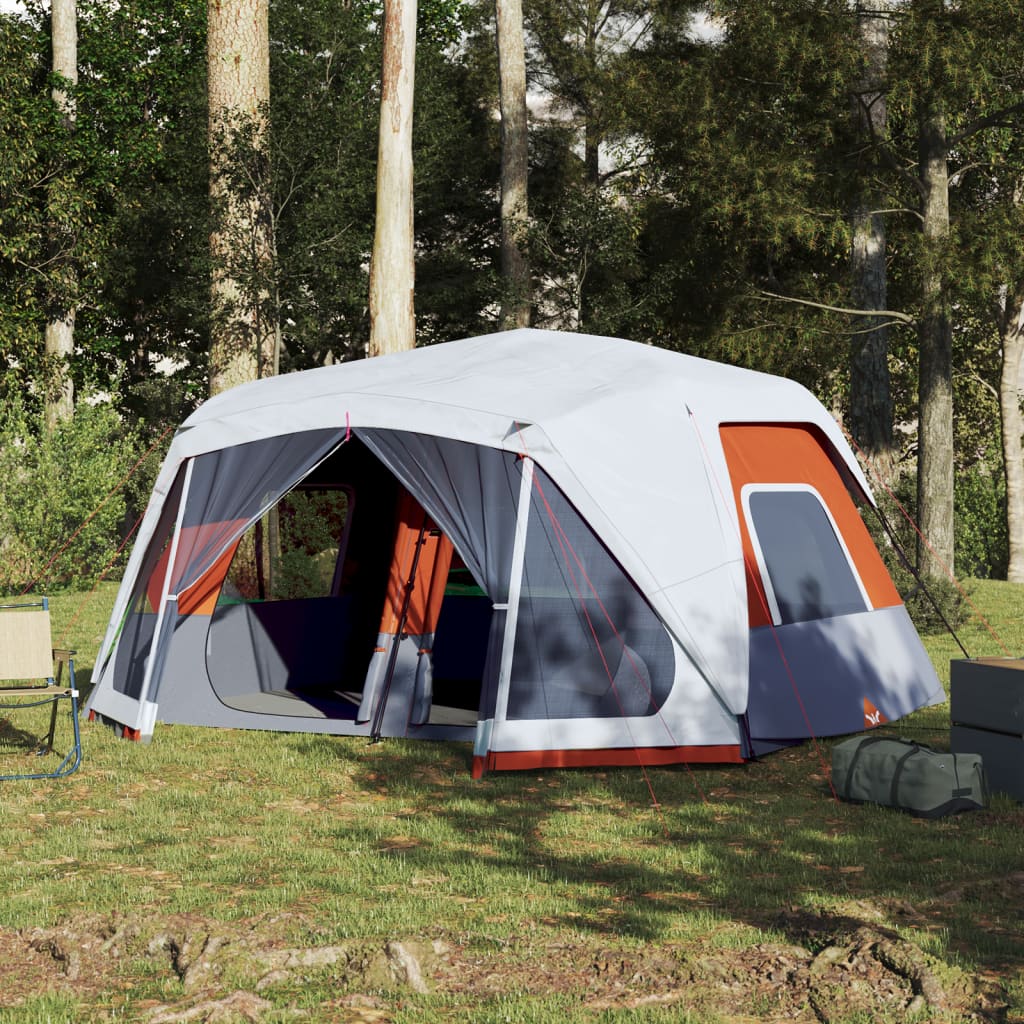 Family Tent with LED 10-Person Light Grey and Orange Quick Release