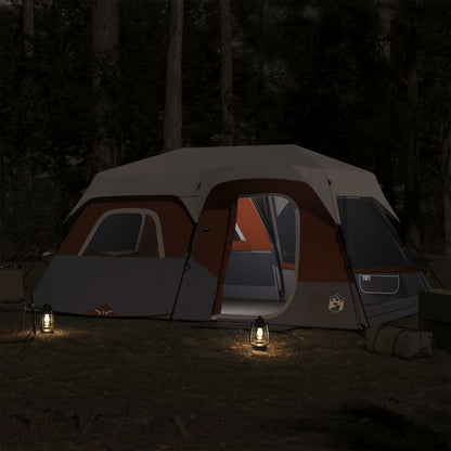 Family Tent with LED 9-Person Light Grey and Orange Quick Release