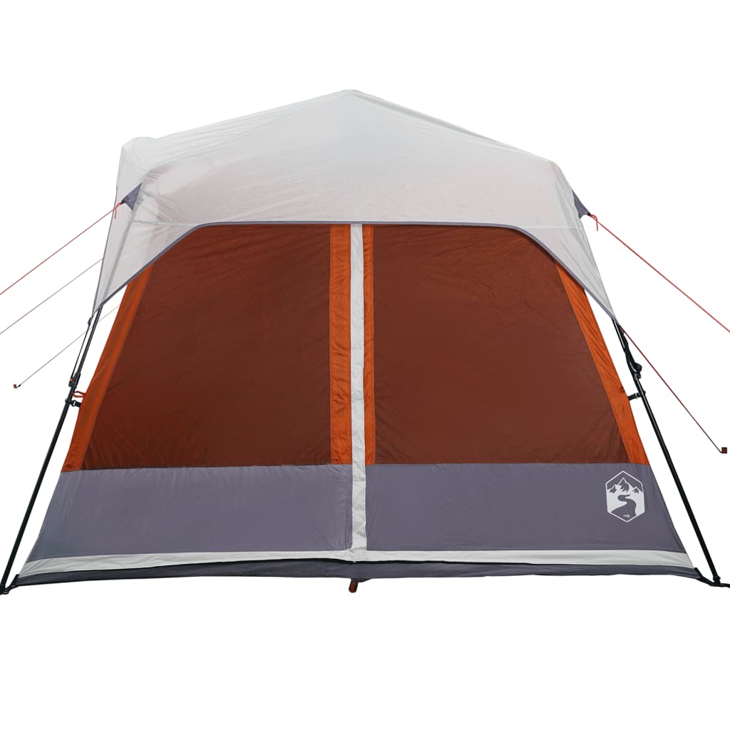 Family Tent with LED 9-Person Light Grey and Orange Quick Release