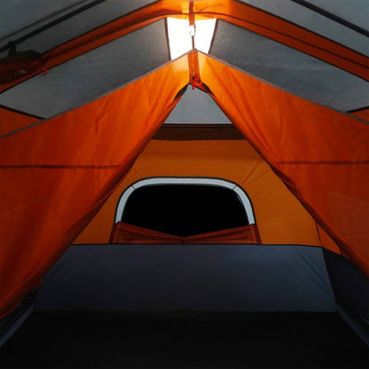 Family Tent with LED 9-Person Light Grey and Orange Quick Release