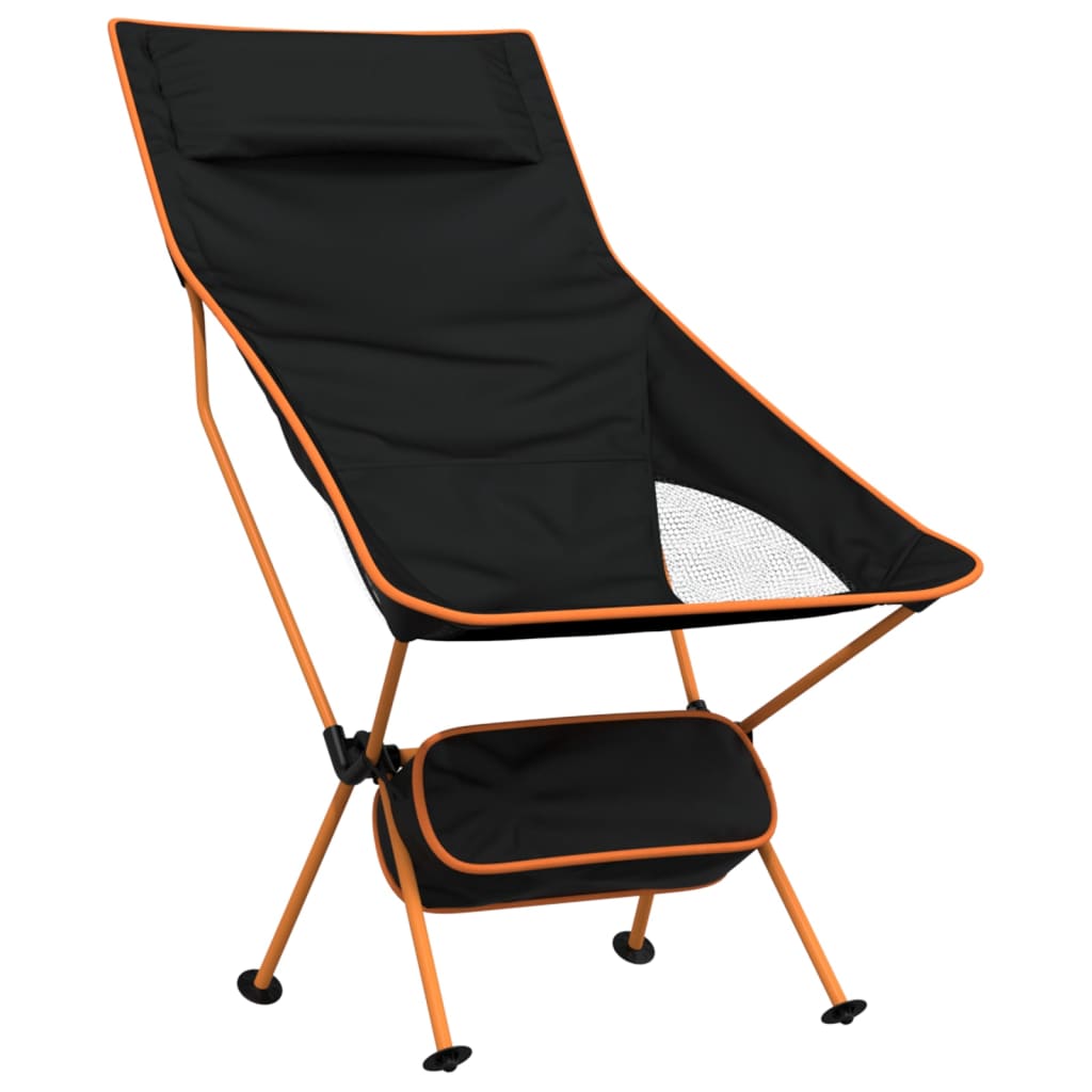 Foldable Camping Chairs 2 pcs Black Oxford Fabric and Aluminium