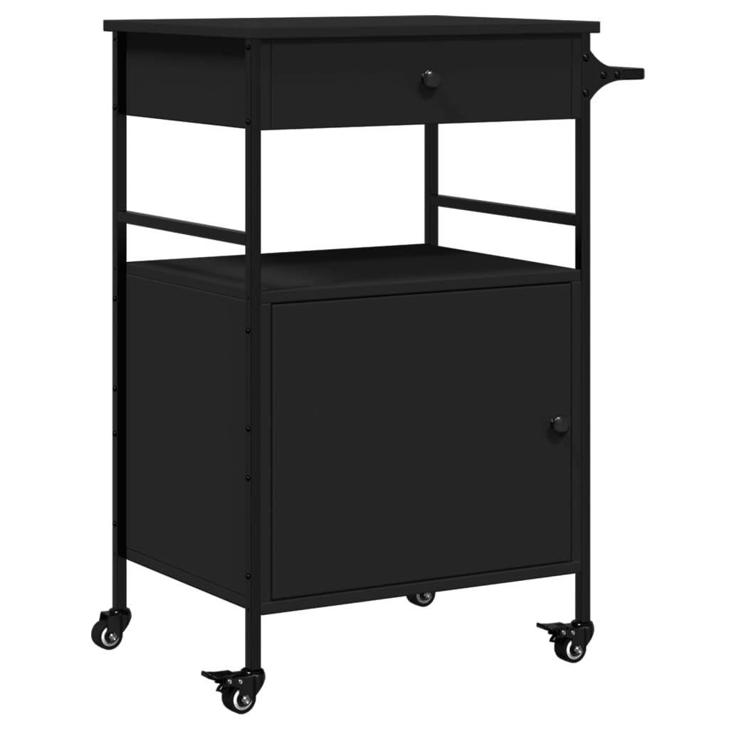 Kitchen Trolley Black 56x43x89.5 cm Engineered Wood