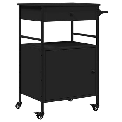 Kitchen Trolley Black 56x43x89.5 cm Engineered Wood