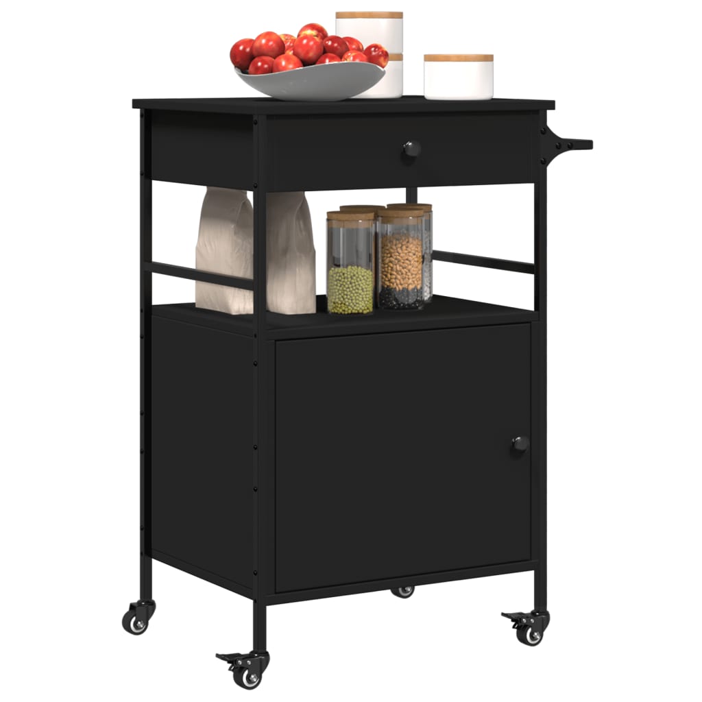 Kitchen Trolley Black 56x43x89.5 cm Engineered Wood