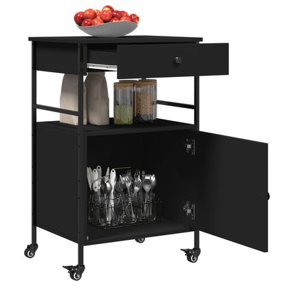 Kitchen Trolley Black 56x43x89.5 cm Engineered Wood