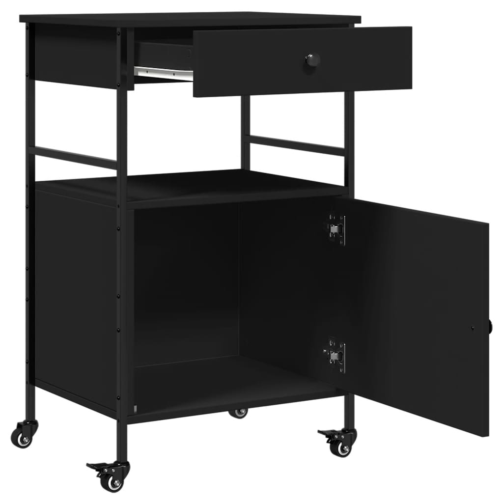 Kitchen Trolley Black 56x43x89.5 cm Engineered Wood