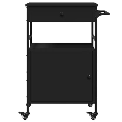 Kitchen Trolley Black 56x43x89.5 cm Engineered Wood