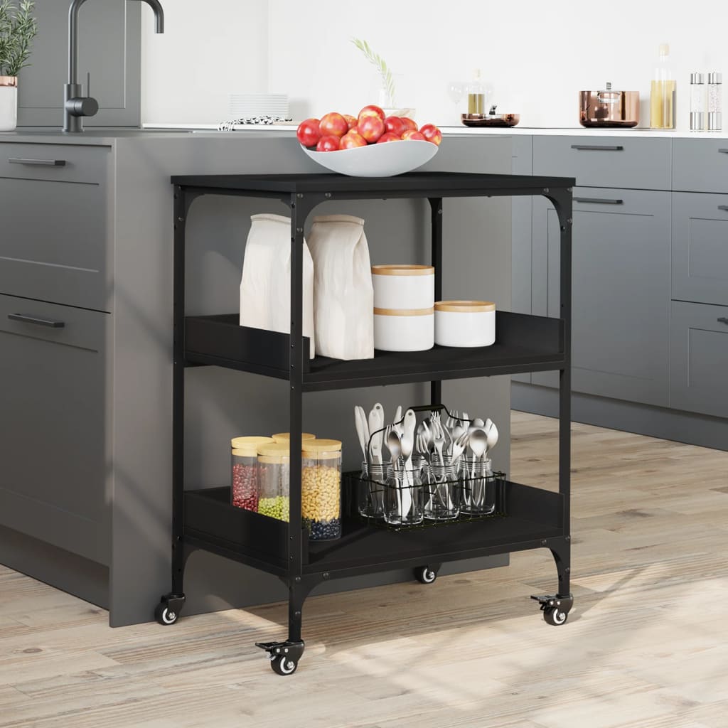 Kitchen Trolley Black 60x41x80.5 cm Engineered Wood