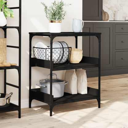 Kitchen Trolley Black 60x41x80.5 cm Engineered Wood