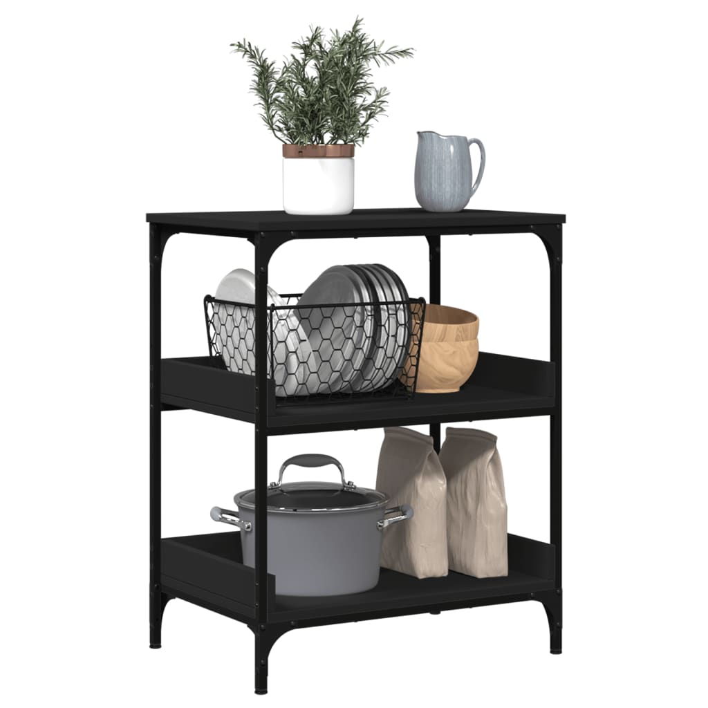 Kitchen Trolley Black 60x41x80.5 cm Engineered Wood