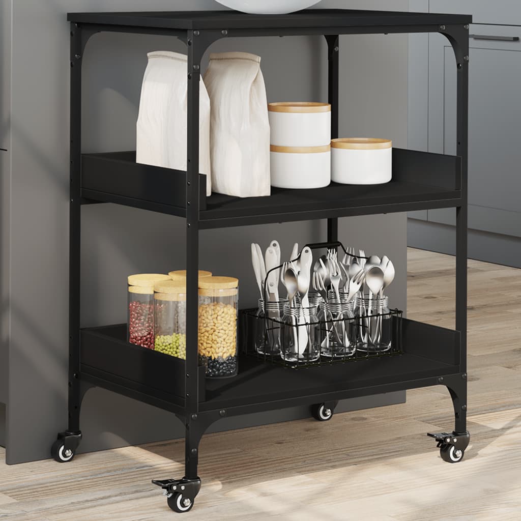 Kitchen Trolley Black 60x41x80.5 cm Engineered Wood