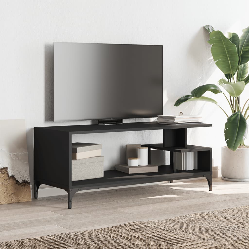 TV Cabinet Black 102x40x41 cm Engineered Wood and Powder-coated Steel