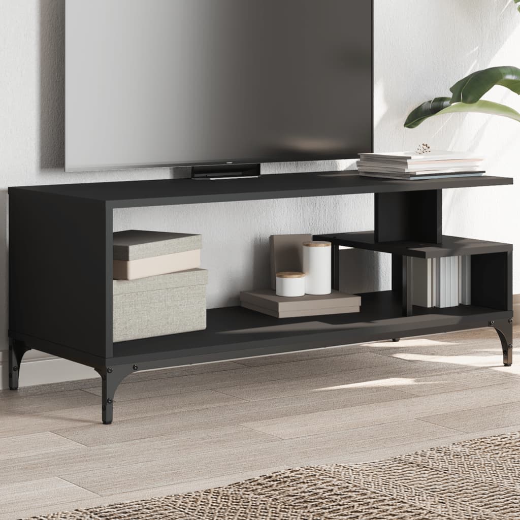 TV Cabinet Black 102x40x41 cm Engineered Wood and Powder-coated Steel