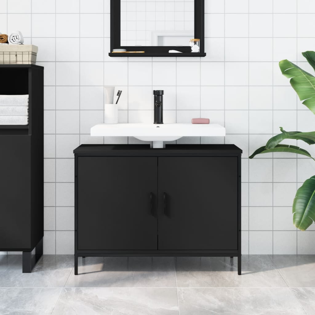 Bathroom Sink Cabinet Black 80x30x60 cm Engineered Wood