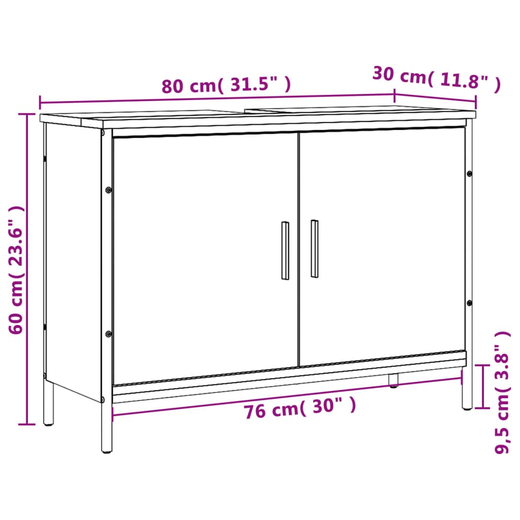 Bathroom Sink Cabinet Black 80x30x60 cm Engineered Wood