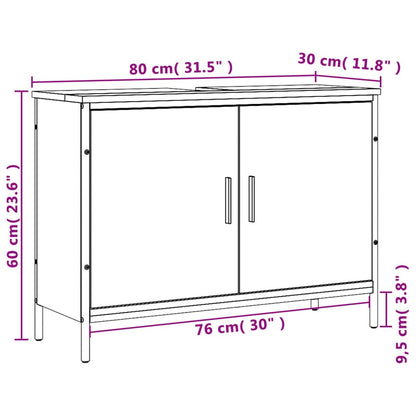 Bathroom Sink Cabinet Black 80x30x60 cm Engineered Wood