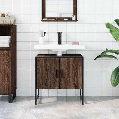 Bathroom Sink Cabinet Brown Oak 60x33x60 cm Engineered Wood