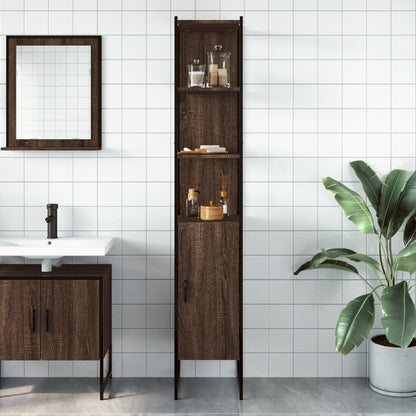 Bathroom Cabinet Brown Oak 33x33x185.5 cm Engineered Wood