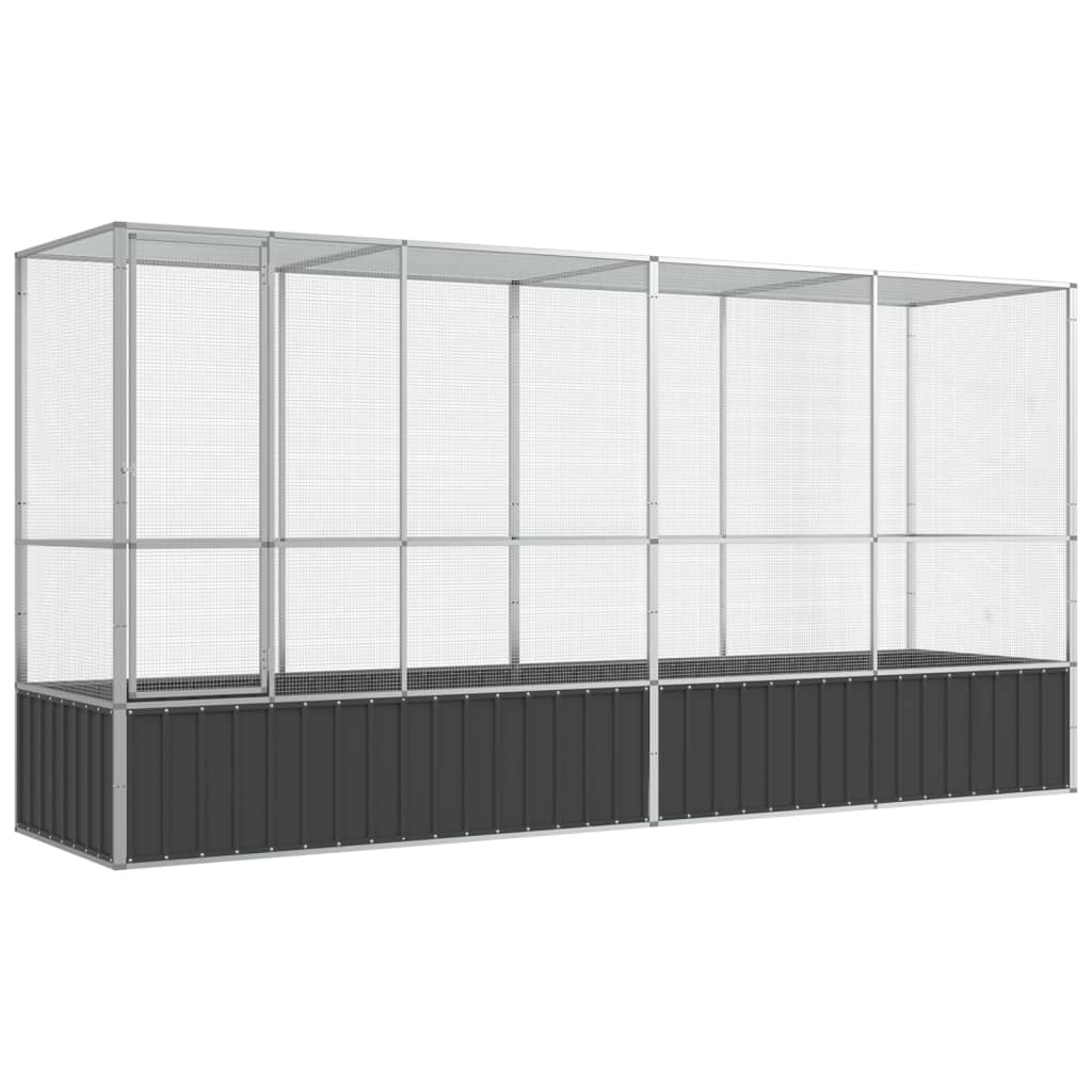 Aviary with Extension Silver 418.5x107x212 cm Steel