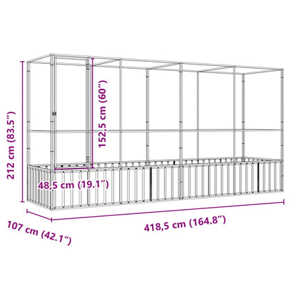 Aviary with Extension Silver 418.5x107x212 cm Steel