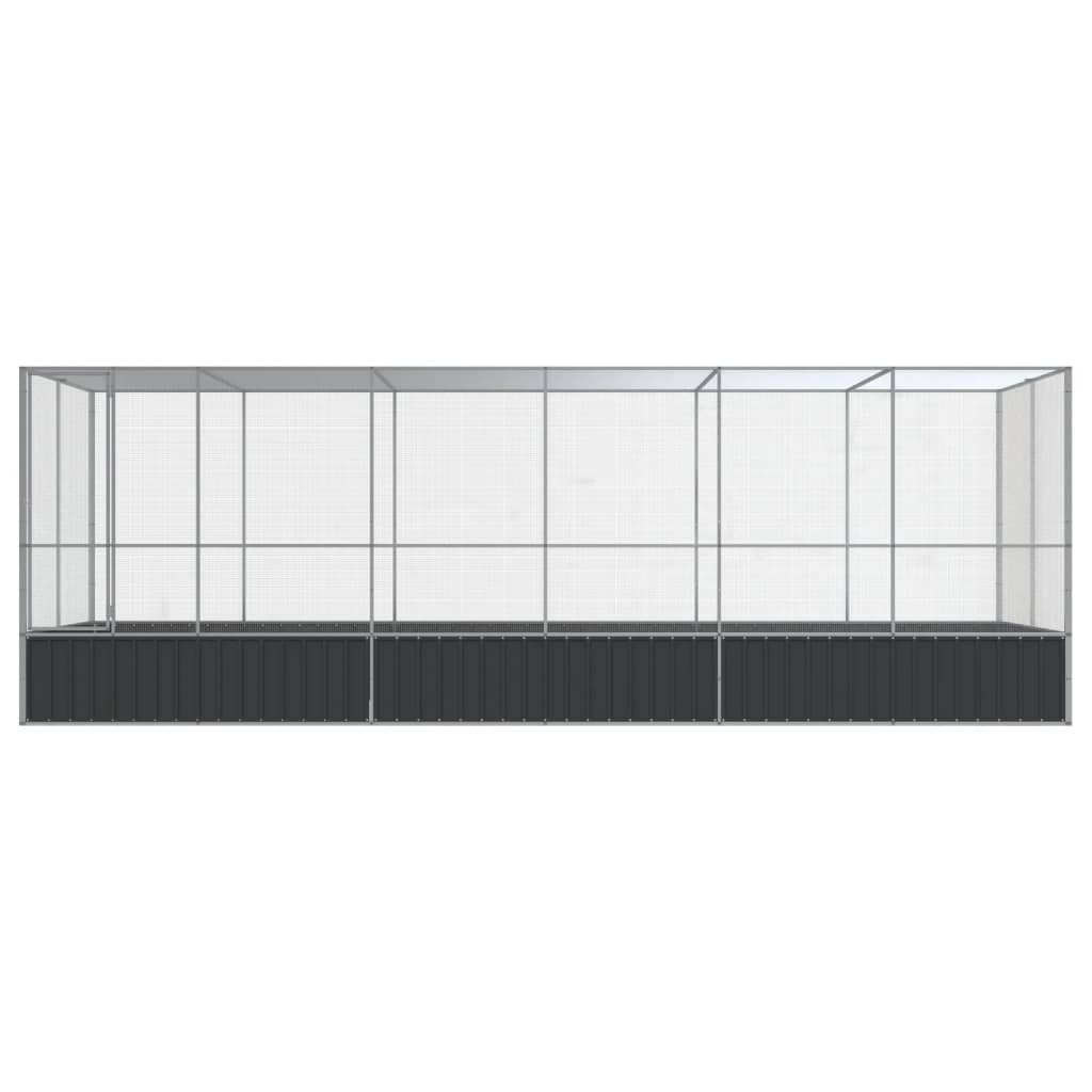 Aviary with Extension Silver 625x207x212 cm Steel