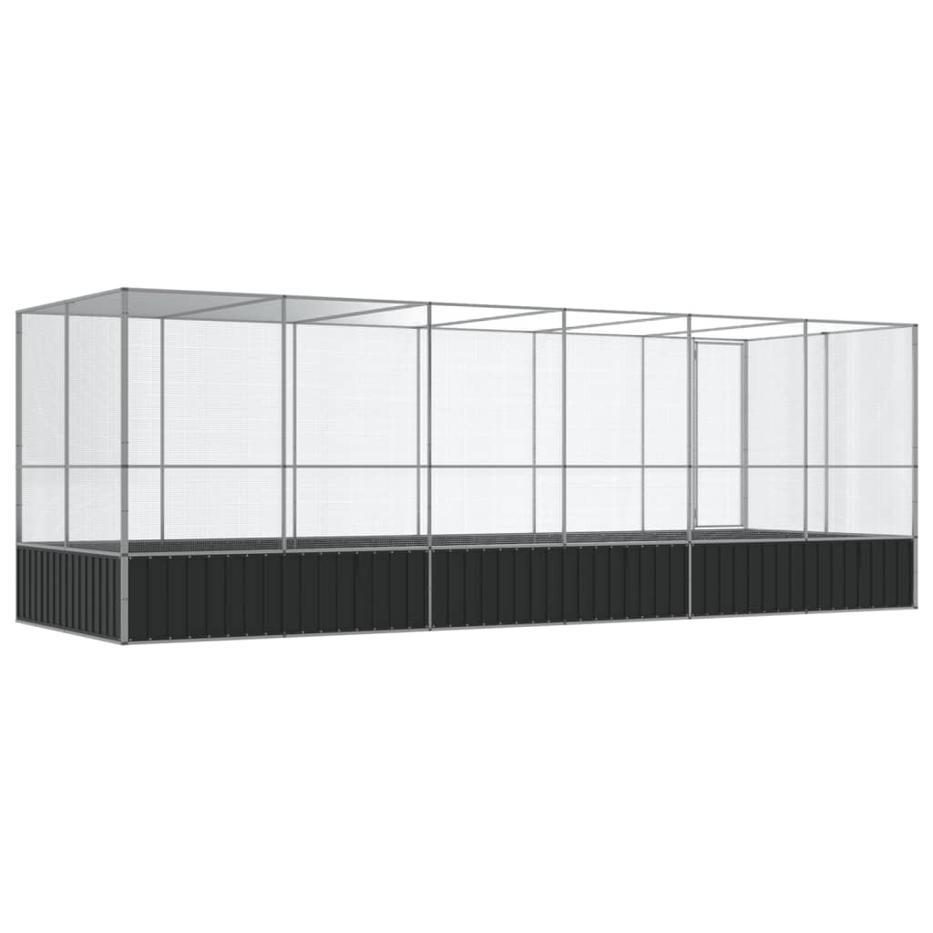 Aviary with Extension Silver 625x207x212 cm Steel