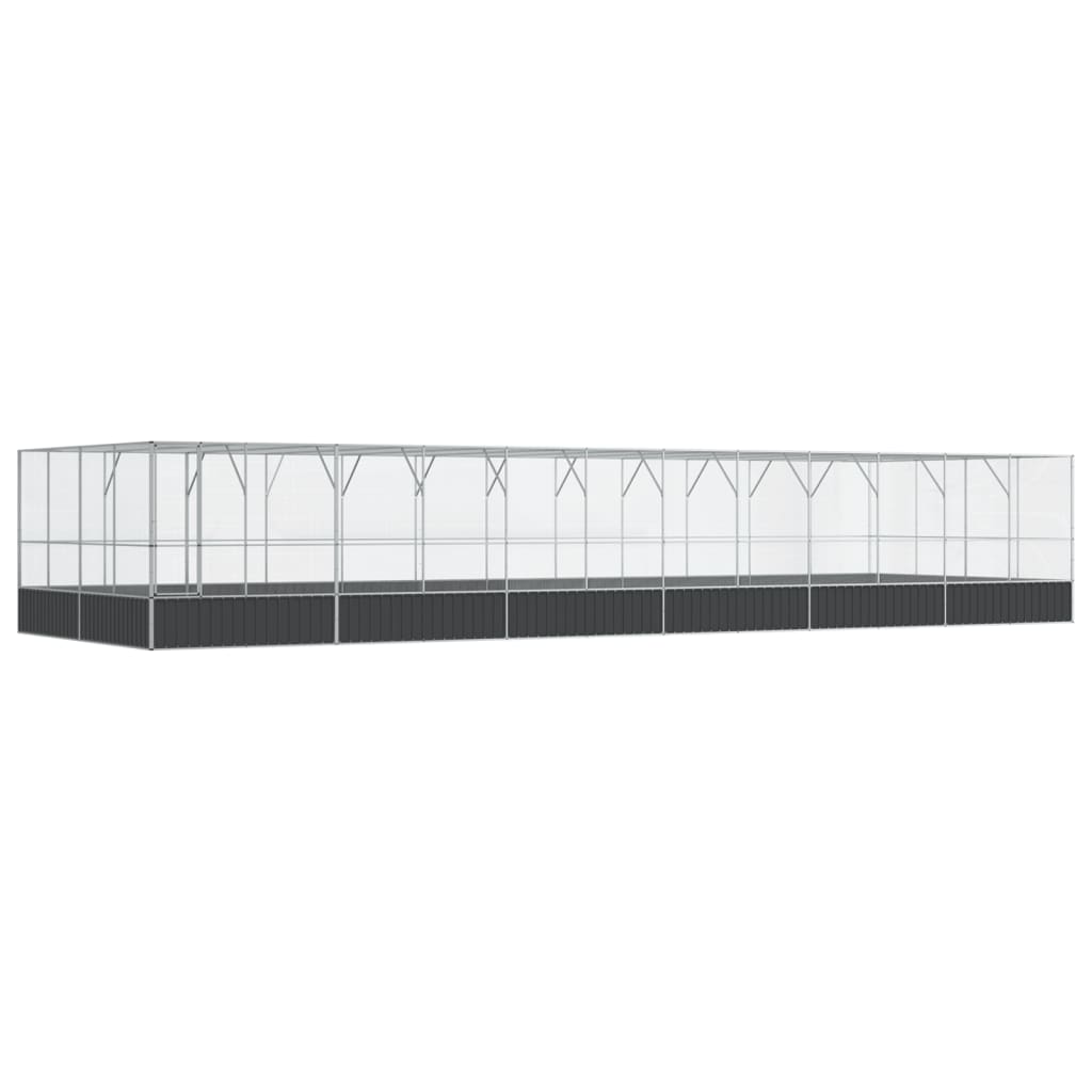 Aviary with Extension Silver 1246x414x212 cm Steel