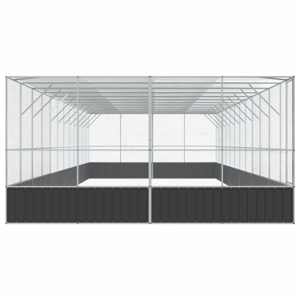 Aviary with Extension Silver 1246x414x212 cm Steel