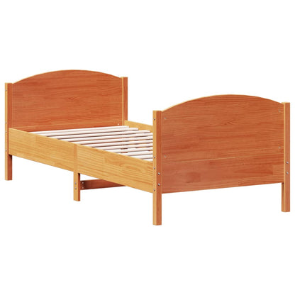 Bed Frame with Headboard Wax Brown 100x200 cm Solid Wood Pine