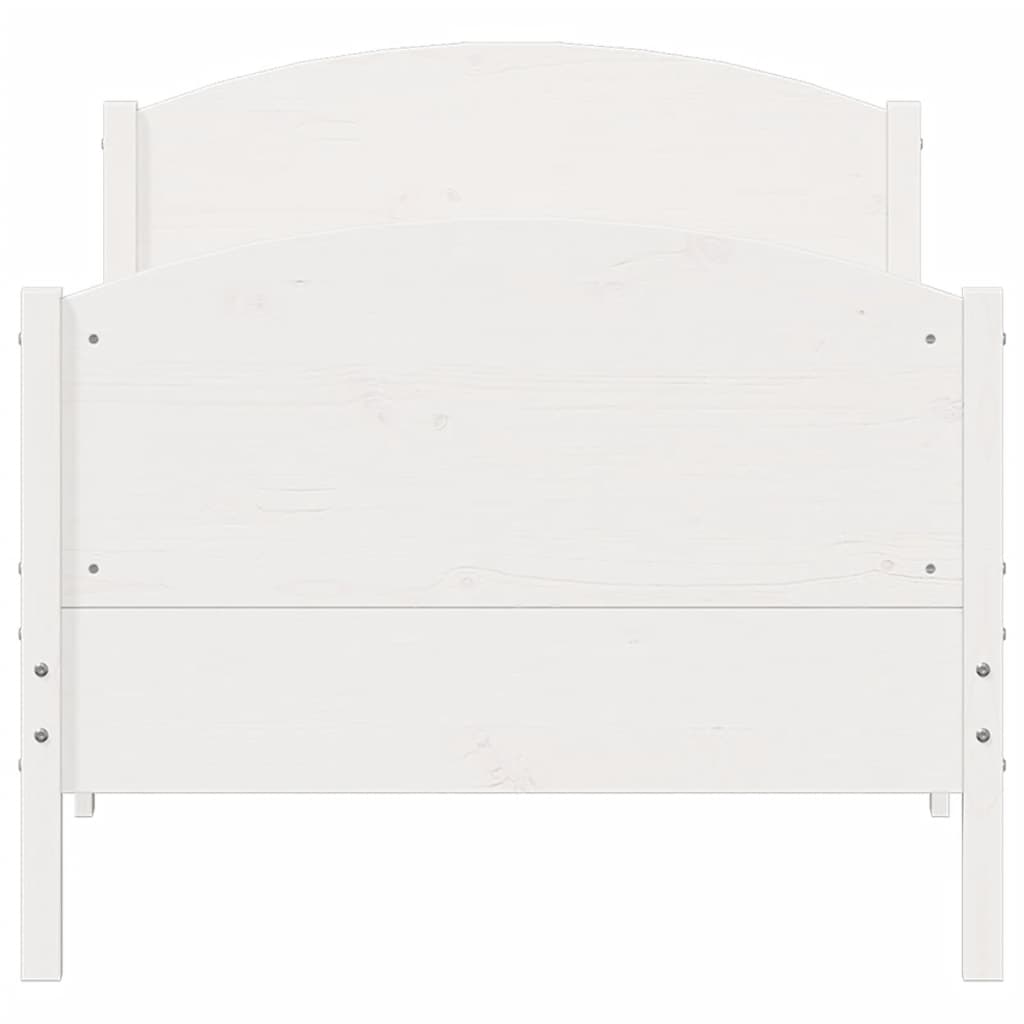 Bed Frame with Headboard White 90x190 cm Single Solid Wood Pine