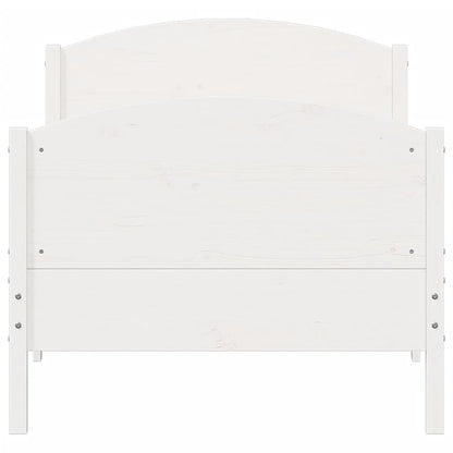 Bed Frame with Headboard White 90x190 cm Single Solid Wood Pine