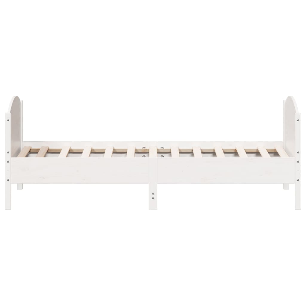 Bed Frame with Headboard White 90x190 cm Single Solid Wood Pine